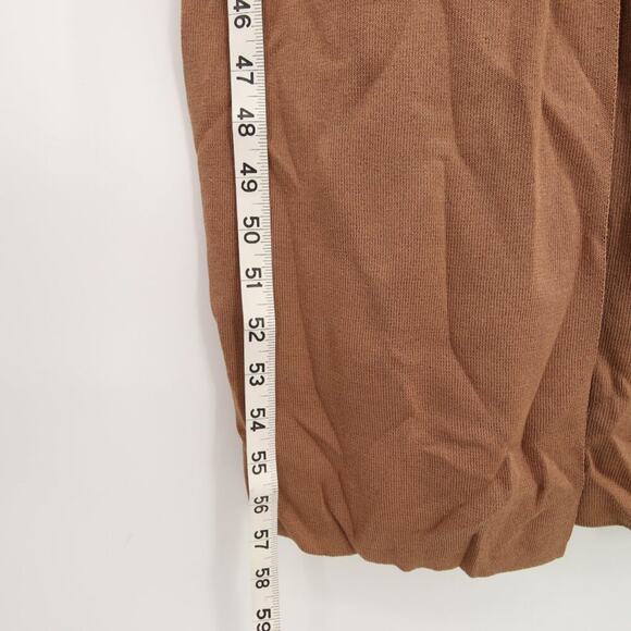 House of CB London Maxi Dress Tan Nude Ribbed Long Sleeve Slit Scoop Neck Large - Picture 6 of 11